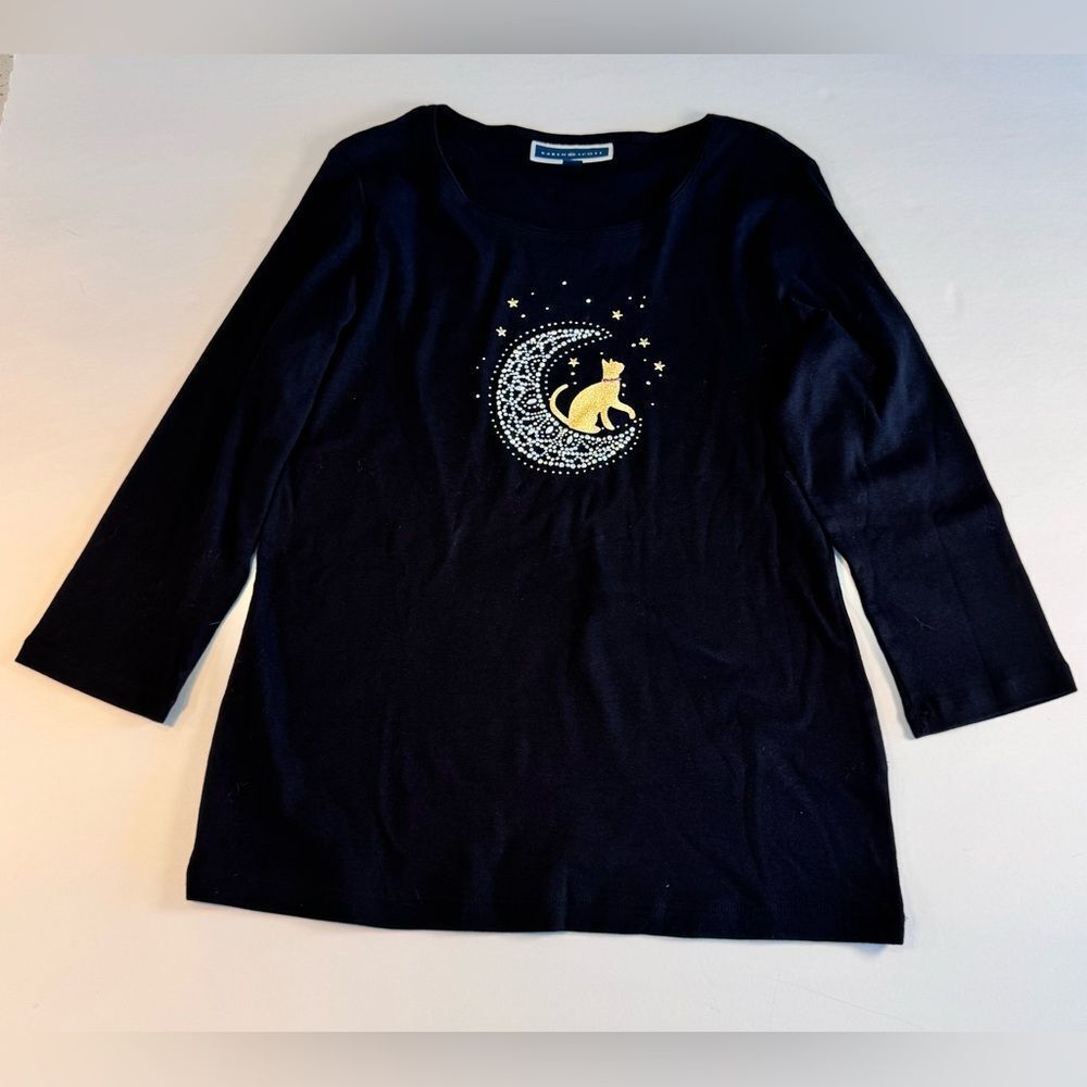 Karen Scott Black 3/4 Sleeve Top Size Medium